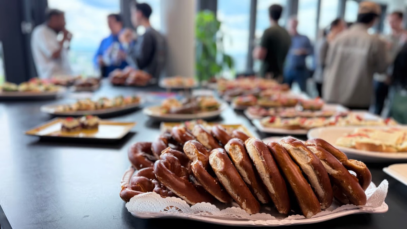Pretzels and snacks laid out for attendees